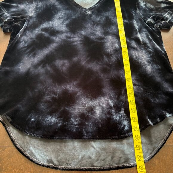 Bella Dahl Velvet Silk-Blend V- Neck Top In Black Crystal Size L Whimsigoth - Picture 8 of 9